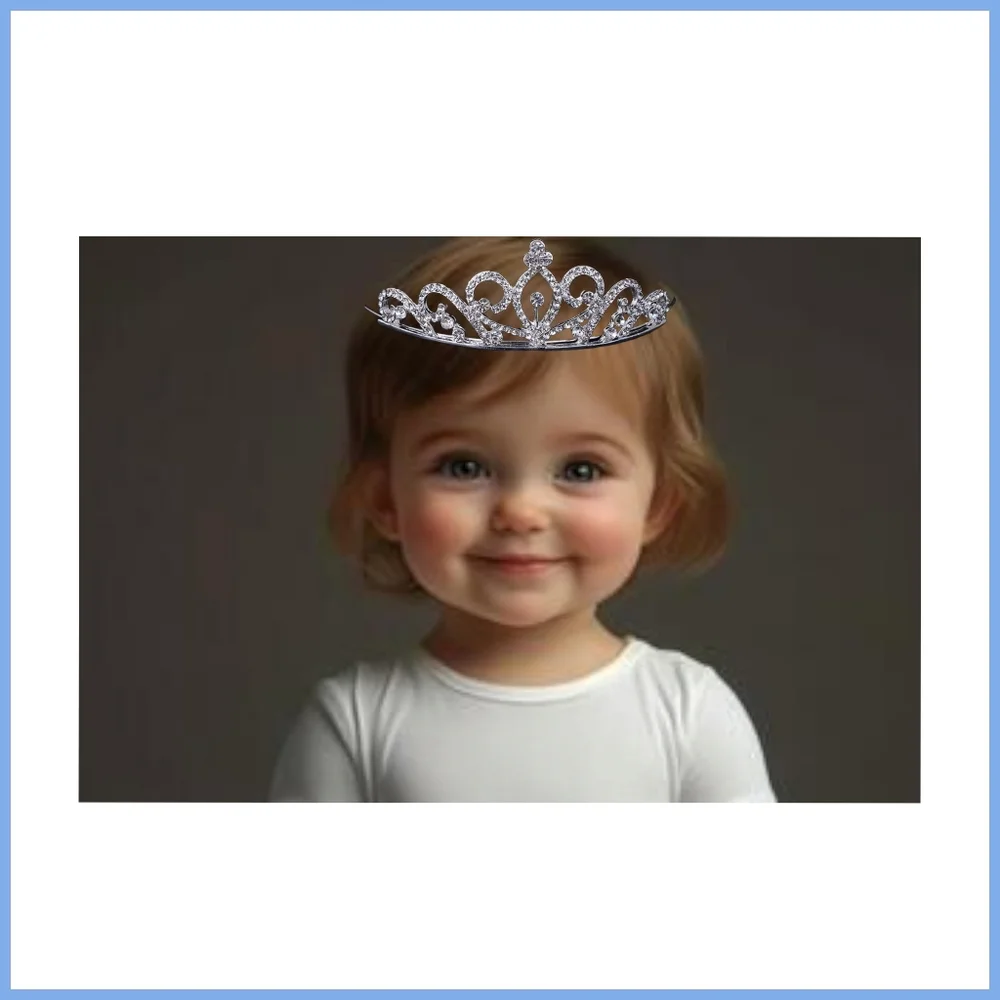 Royal Princess Tiara Headband — Silver Rhinestone, 4.7